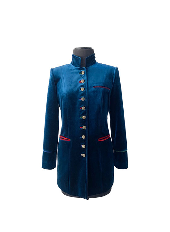 Chaqueta Terciopelo Azul Sulma Arizala Colección 2023