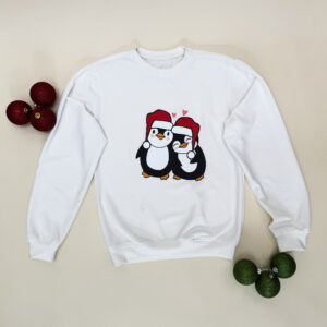 Buzo navideño pareja de pinguinos